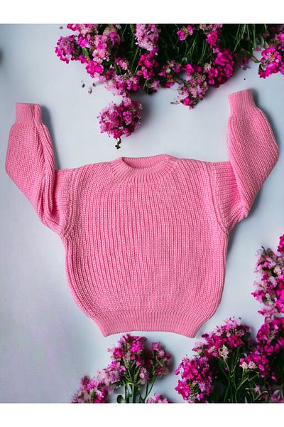 gogo bici Flexible Knitwear Sweater Crew Neck Oversize Unisex Baby Kids 1-5 Years
