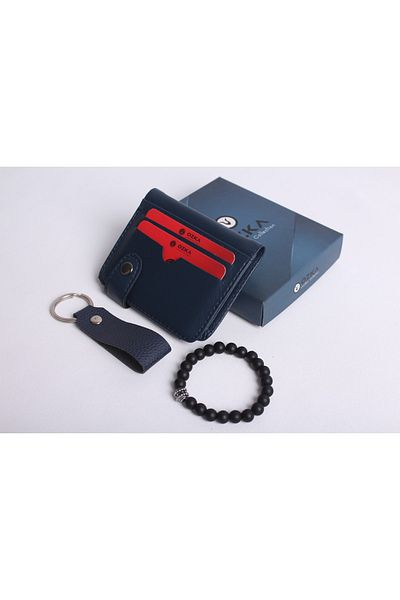 Ozka Leather Collection Πορτοφόλι θήκης κάρτας - Δώρο μπρελόκ και βραχιόλι