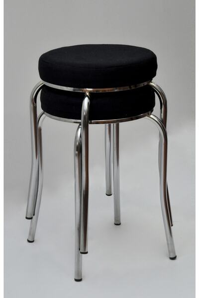 TABURECİM Tabure (2 Adet) Krom Ayaklı, Mina Kumaş, Metal Ahtapot Ayak Aygl-113