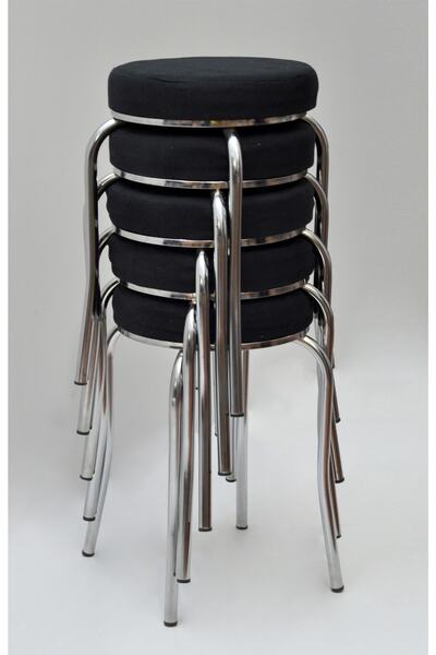 TABURECİM Tabure (5 Adet) Krom Ayaklı, Mina Kumaş, Metal Ahtapot Ayak Aygl-161