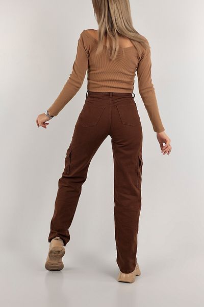 LAMİRAMOOD Καφέ Cargo Pocket Jeans - Γυναικείο