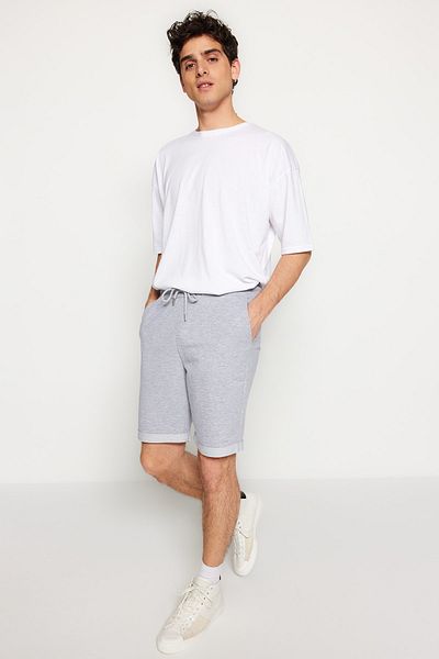 Trendyol Collection Сіра подвійна пака середньої довжини з еластичними шнурками на талії TMNSS21SR0046