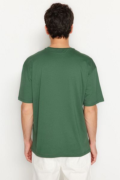 Trendyol Collection Zelené oversize tričko s potiskem – 100% drobné TMNSS20TS1099