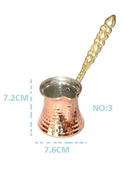 MARATON Bakır Cezve 3 Numara Kahve Cezvesi Işlemeli Cezve