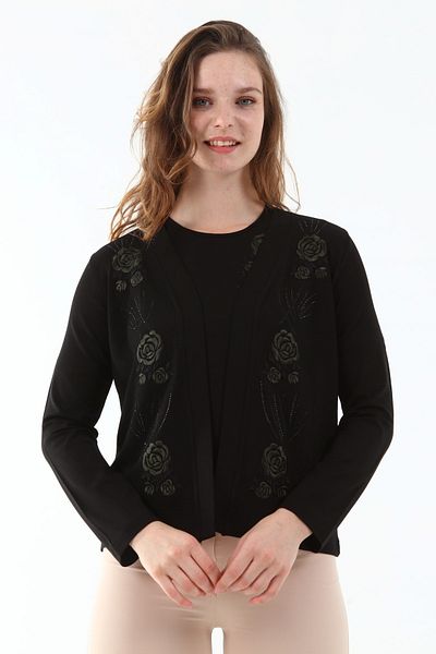 Solo Rose Embroidered Cardigan Blouse Set