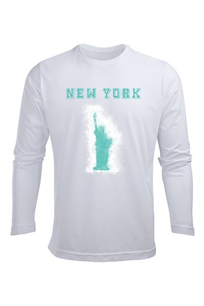 Tisho New York Design V1 White Men's Long Sleeve Summer T-Shirt