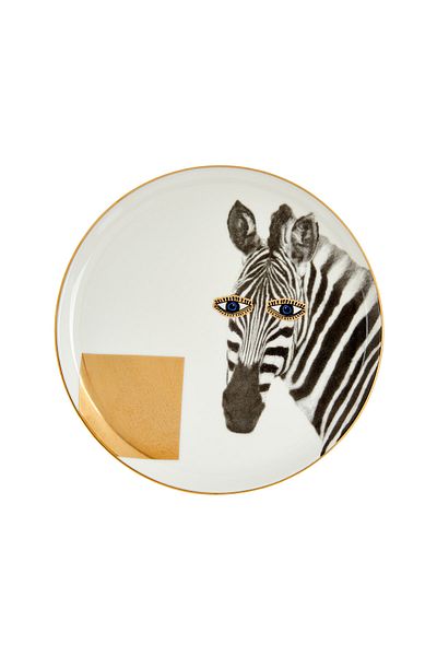 Porland Zebra Patterned Wild Life Cake Plate - 20 Cm