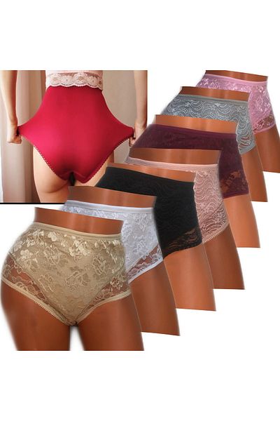 Afrodizyac Slip din dantelă din bambus căptușit cu talie înaltă din 7 piese (EXTRA MOALE)