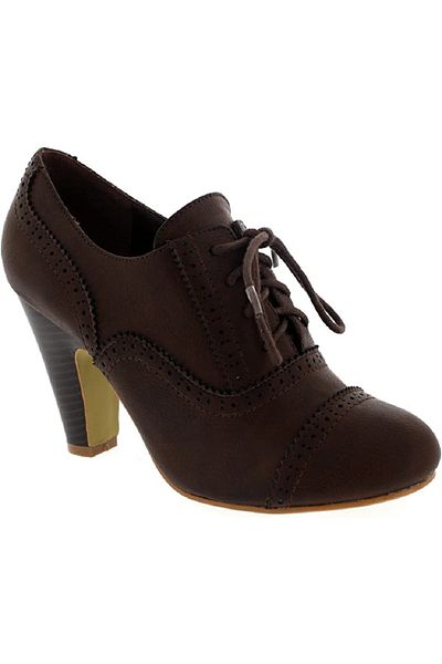 VİVA Mid Block Heeled Lace Up Night Work Mary Jane Boots
