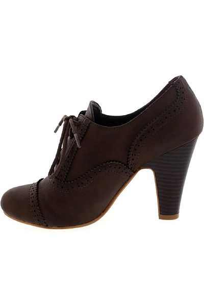 VİVA Mid Block Heeled Lace Up Night Work Mary Jane Boots