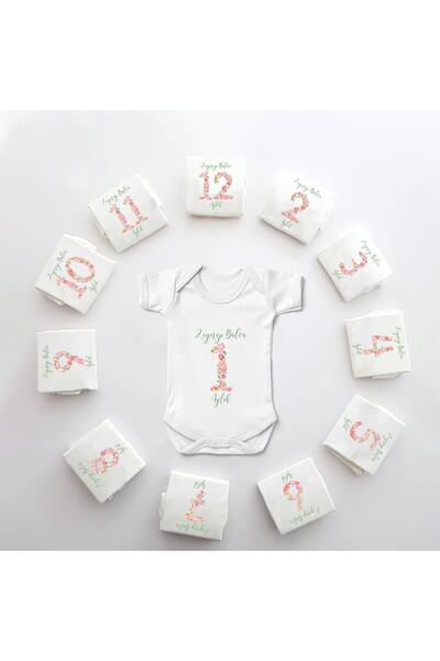 Minito Baby Isme Özel 12'li Aylık Bebek Body Seti Zıbın Yeni Doğan Bebek Hedi...