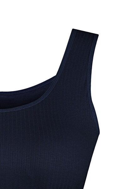 HNX Lacivert Kaşkorse Kalın Askılı Pedli Kadın Büstiyer