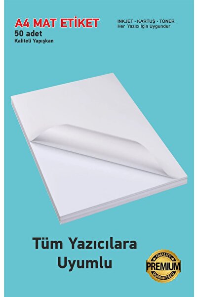 Hsn Kartuşlu Mürekkepli Tüm Yazıcılara Uygun 50 Adet Yapışkanlı Mat Etiket Ya...