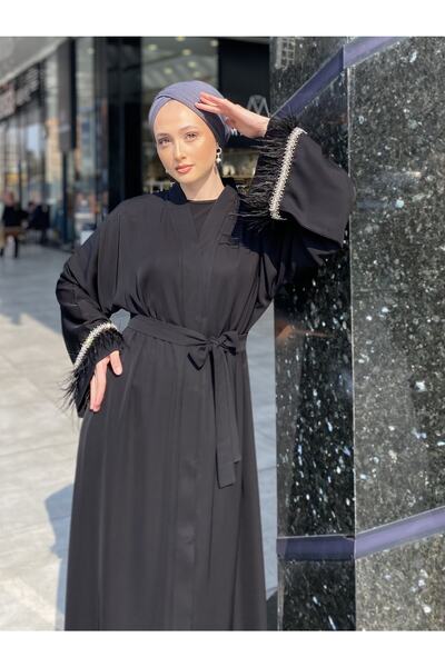 EfsaModa Kolları Taşlı Püsküllü Abaya