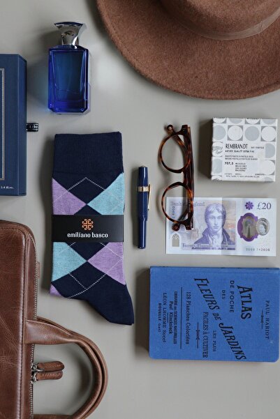 Emiliano Basco Edinburgh - 1 Pair Navy Blue Baklaval Men's Socks
