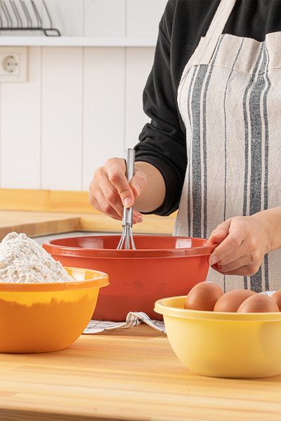Meleni Home 5 Piece Round Mixing Bowl Set - Multipurpose Colorful 5 Different Sizes Basin Storage Bowl