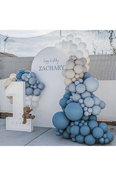 Genel Markalar Retro Fırtına Mavisi Derin Okyanus Deniz Kumu Beyaz Balon Seti...