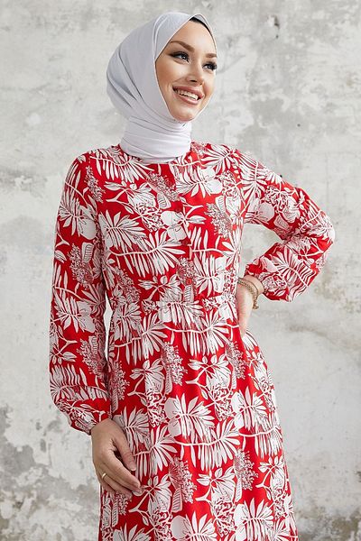 InStyle Φόρεμα Fale Complex Leaf Viscose - Κόκκινο