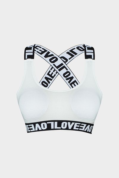 HNX Ecru Cotton Love Rubber Cross Strap Γυναικείο μπουστάκι με επένδυση