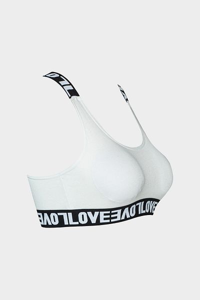 HNX Ecru Cotton Love Rubber Cross Strap Γυναικείο μπουστάκι με επένδυση