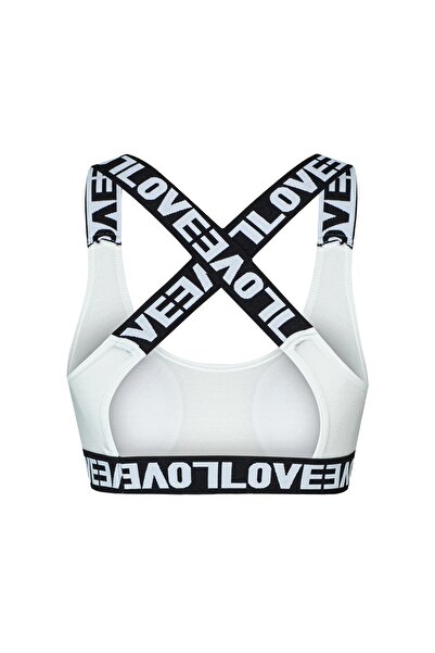 HNX Λευκό βαμβακερό Love Rubber Cross Strap Γυναικείο μπουστάκι με επένδυση