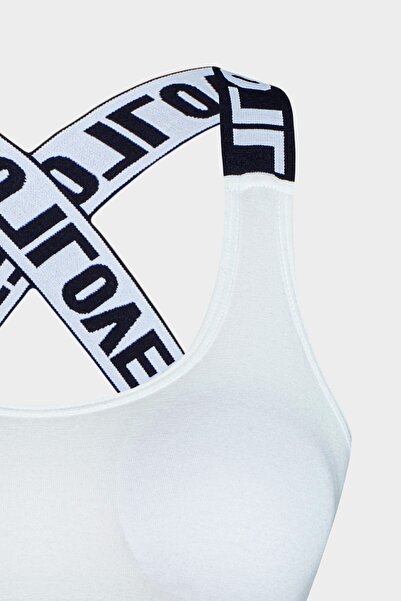 HNX Λευκό βαμβακερό Love Rubber Cross Strap Γυναικείο μπουστάκι με επένδυση