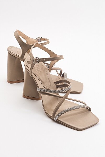 LuviShoes Živé pískové saténové dámské boty na podpatku