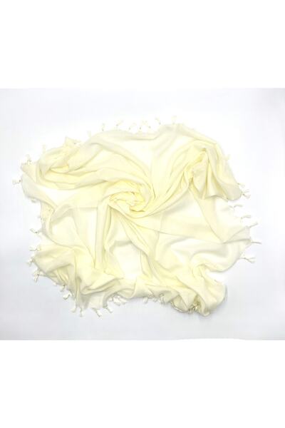 Naz Ipek Renk El Işi Boncuklu Krem Yazma 110cm X 110cm
