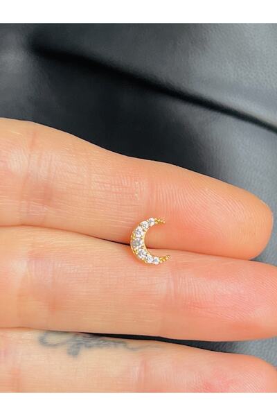 BY DİLEK ÇETİN ACCESSORY Çelik Ay Model Kıkırdak Helix Tragus Piercing(1adet)