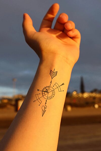 Everglow Jewelry Geçici Pusula Ve Ok Mini Dövme Tattoo