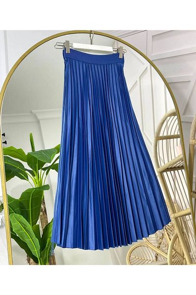 ALLMİRA FASHION Fusta Hijab Indigo plisată - aspect piele