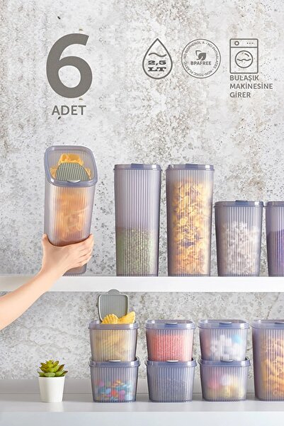 Trouvaille Food Container Practical Lid 2.5 Lt Pulses Storage Container X 6 Pieces