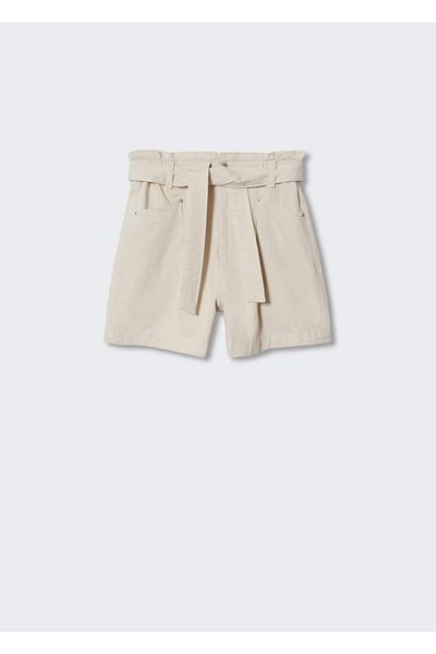 MANGO Woman Paperbag Denim Shorts