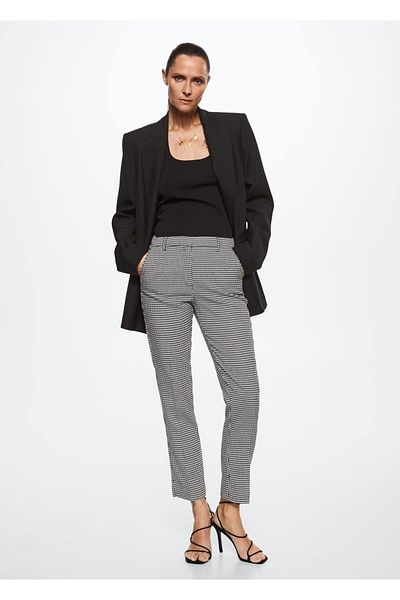MANGO Woman Houndstooth Patterned Skinny Suit Trousers
