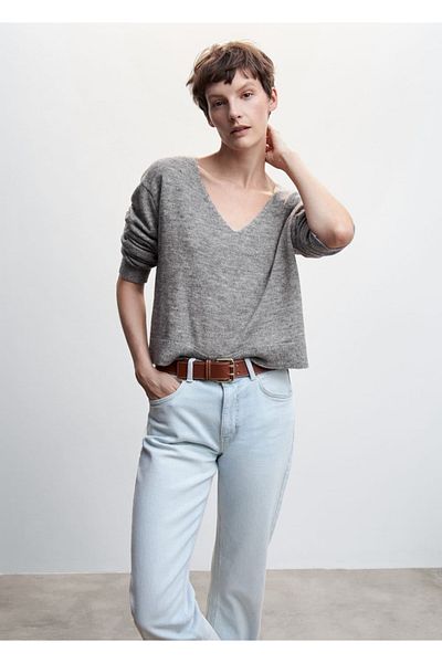 MANGO Woman Tricotaj cu decolteu în V Pulover Design