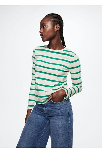 MANGO Woman Tricou cu dungi 100% bumbac
