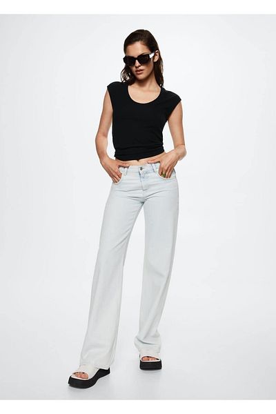 MANGO Woman Einfaches geripptes T-Shirt