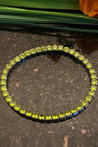 UBUH SHOP Lastikli Su Yolu Bileklik Yeşil Zirkon Taşlı Paslanmaz Çelik