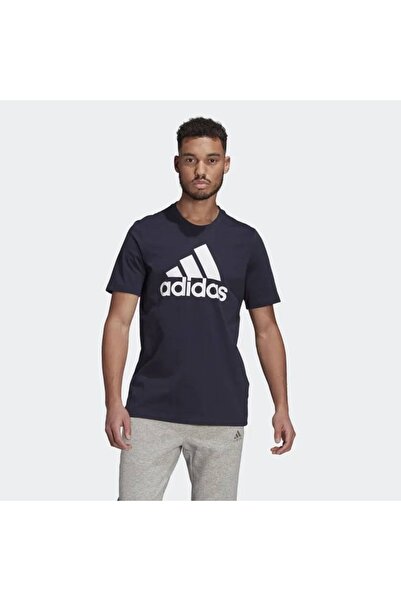 adidas M Bl Sj T Чоловіча синя футболка з принтом та коміром-стійкою