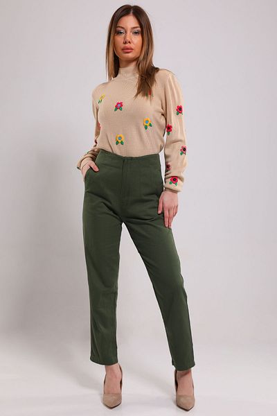 GÜLSELİ Khaki Women's Pipe Leg Pants