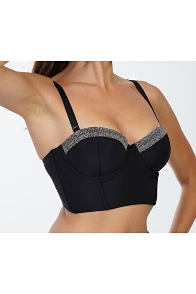 eos lingerie Sim Detaylı Siyah Destekli Bustiyer