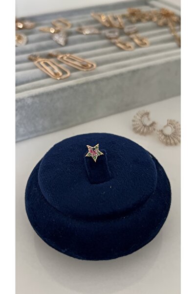 SU PERİSİ TAKI BİJUTERİ Cerrahi Çelik Gold Renkli Taşlı Yıldız Piercing ,tragus