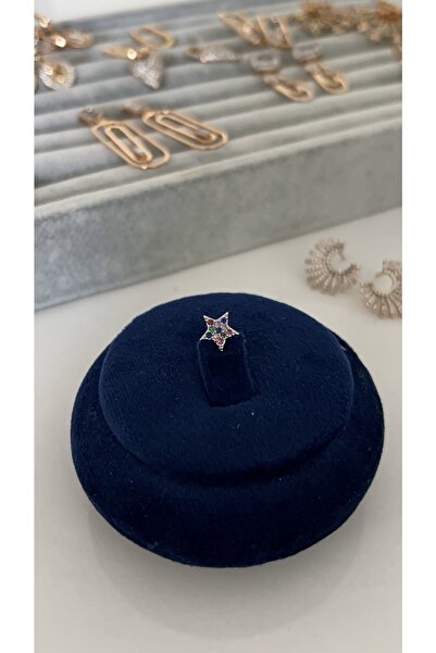 SU PERİSİ TAKI BİJUTERİ Cerrahi Çelik Gümüş Renkli Taşlı Yıldız Piercing , Tr...