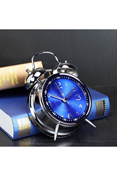 HEPBİMODA Güçlü Alarm Sesi Akar Mekanizmalı Nostaljik Gümüş Metal Işıklı Çift...