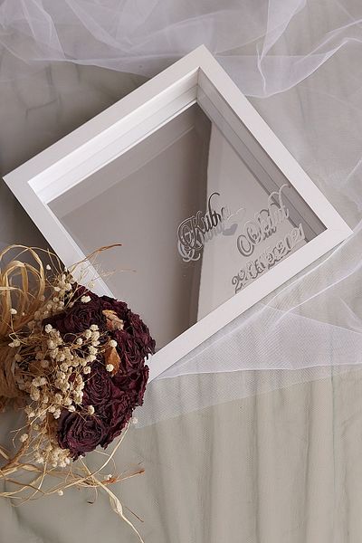 Verda Çerçeve 25x25 Cm Verda Memorial Silver Grounded Frame-7 Cm Depth Memorial Frame Rose Box