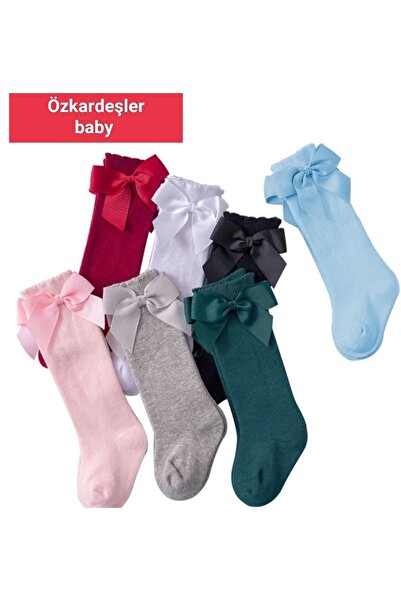 ÖZKARDEŞLER BABY جوارب ركبة للأطفال مع فيونكة 7 قطع