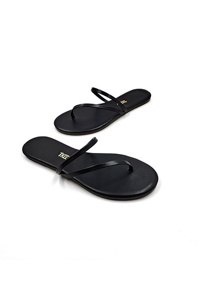Tkees Women's Single Strip Black Flip Flops