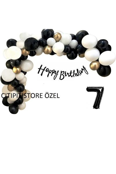 DÜVENCİ TİCARET Black White Gold Balloon Chain Set