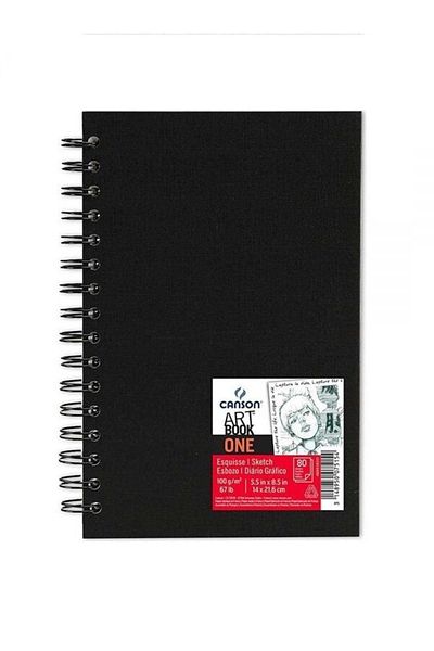 Canson Art Book One Hard Cover Spiral Sketch Drawing Notebook 100 Gr14x21.6 cm80 Sheets