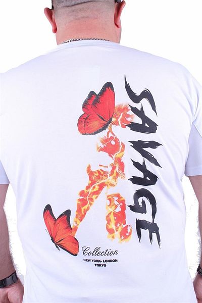 MocGrande Μπλουζάκι με λαιμόκοψη σε μεγάλο μέγεθος Savage 23101 Λευκό